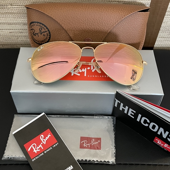 LIKE NEW RayBan Aviator RB3025 Copper Mirror Flash Lens Ray ban Sunglasses - Picture 3 of 16